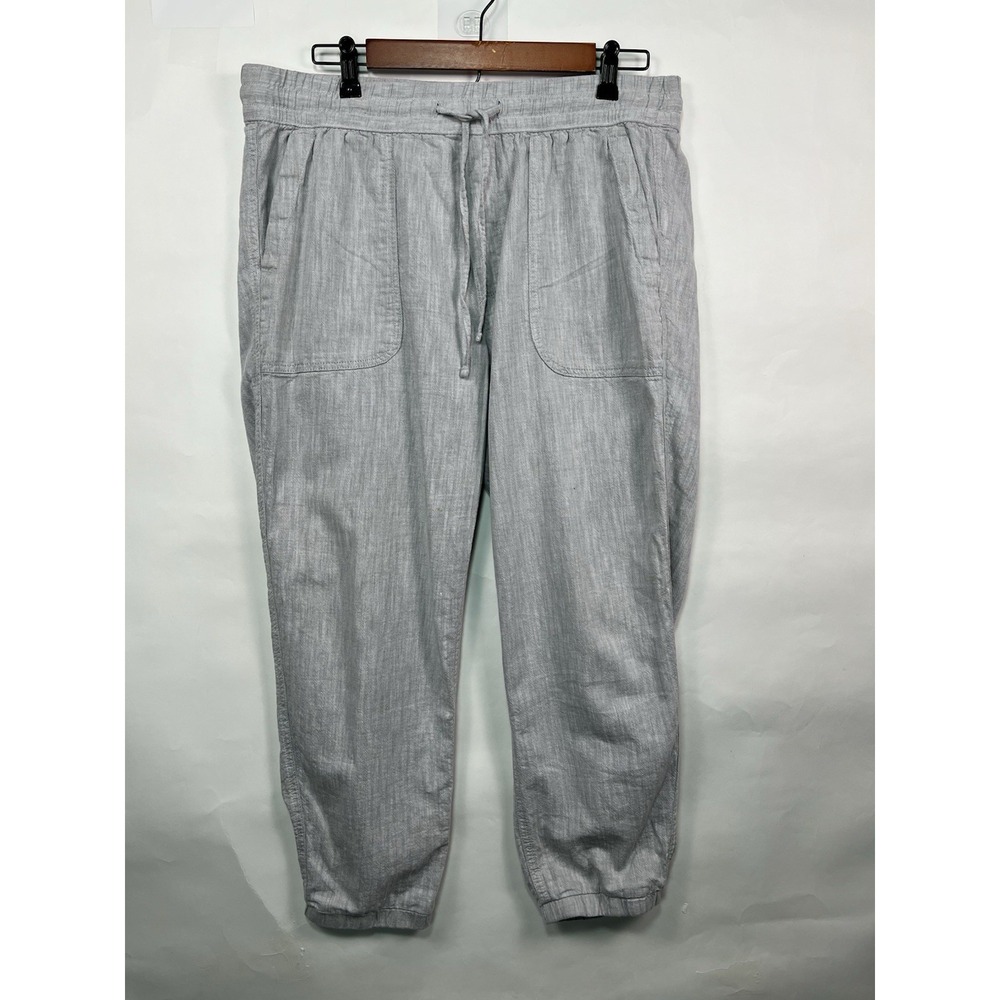 GAP Women's Gray Chambray Cotton Pull On Pocketed‎ Drawstring Waist Joggers Sz L
